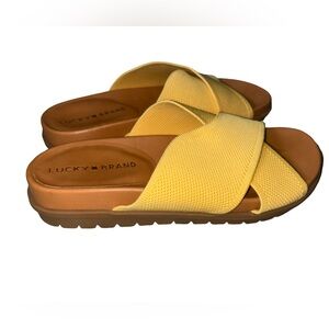 Lucky Brand Seiko Yellow Crossband Slide Sandals
